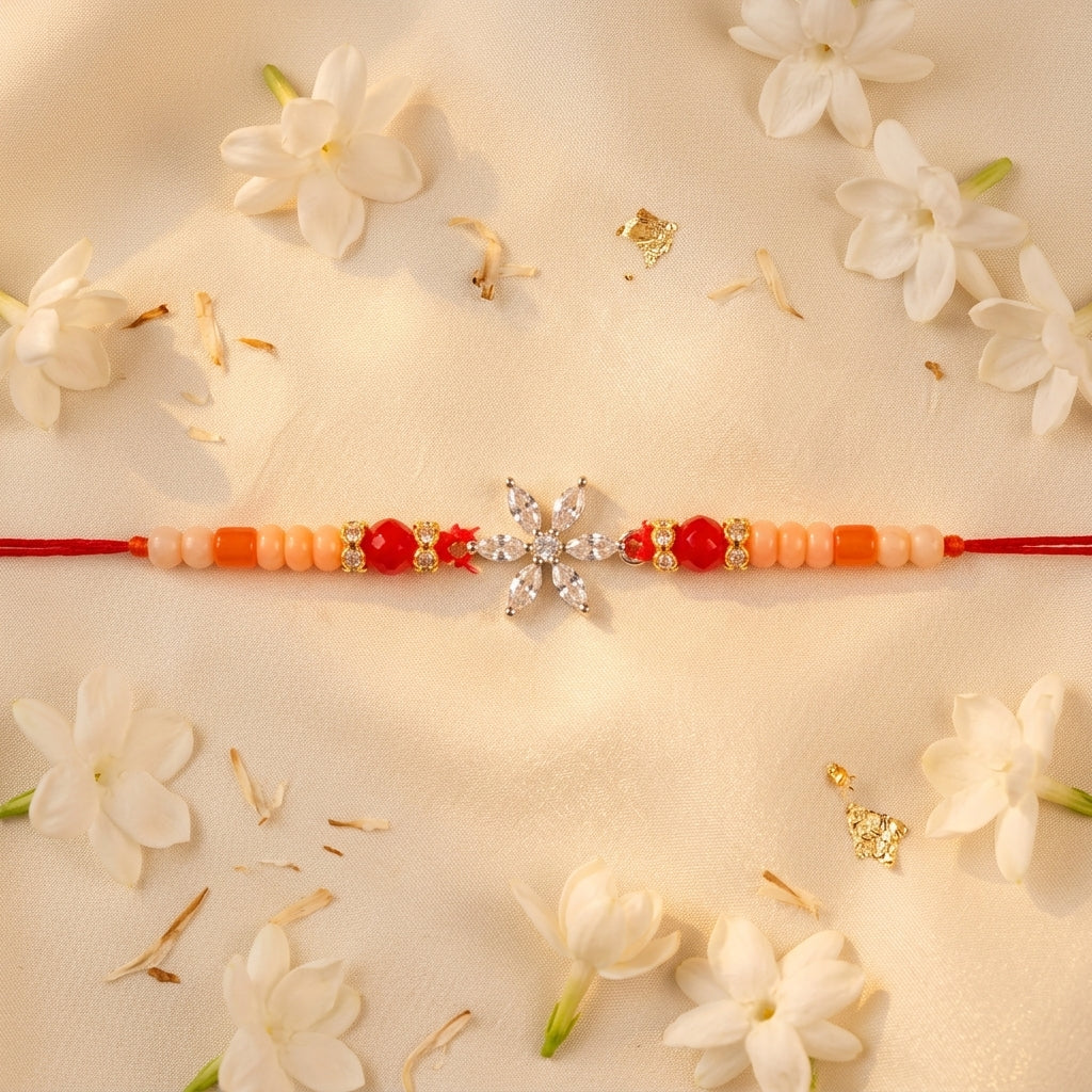 Sparkling American Diamond Floral Rakhi