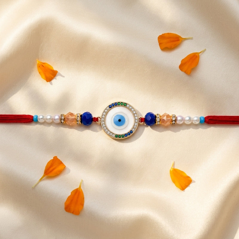 Blue Evil Eye (Nazar) Rakhi with Pearls