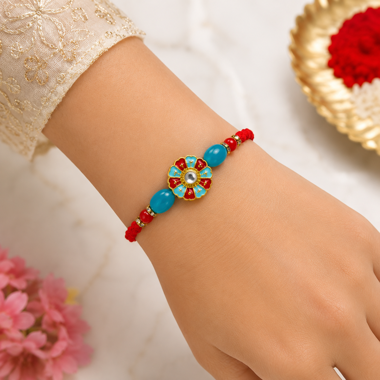 Kundan Rakhi – Handcrafted Designer Rakhi for Brother | Limited Edition
