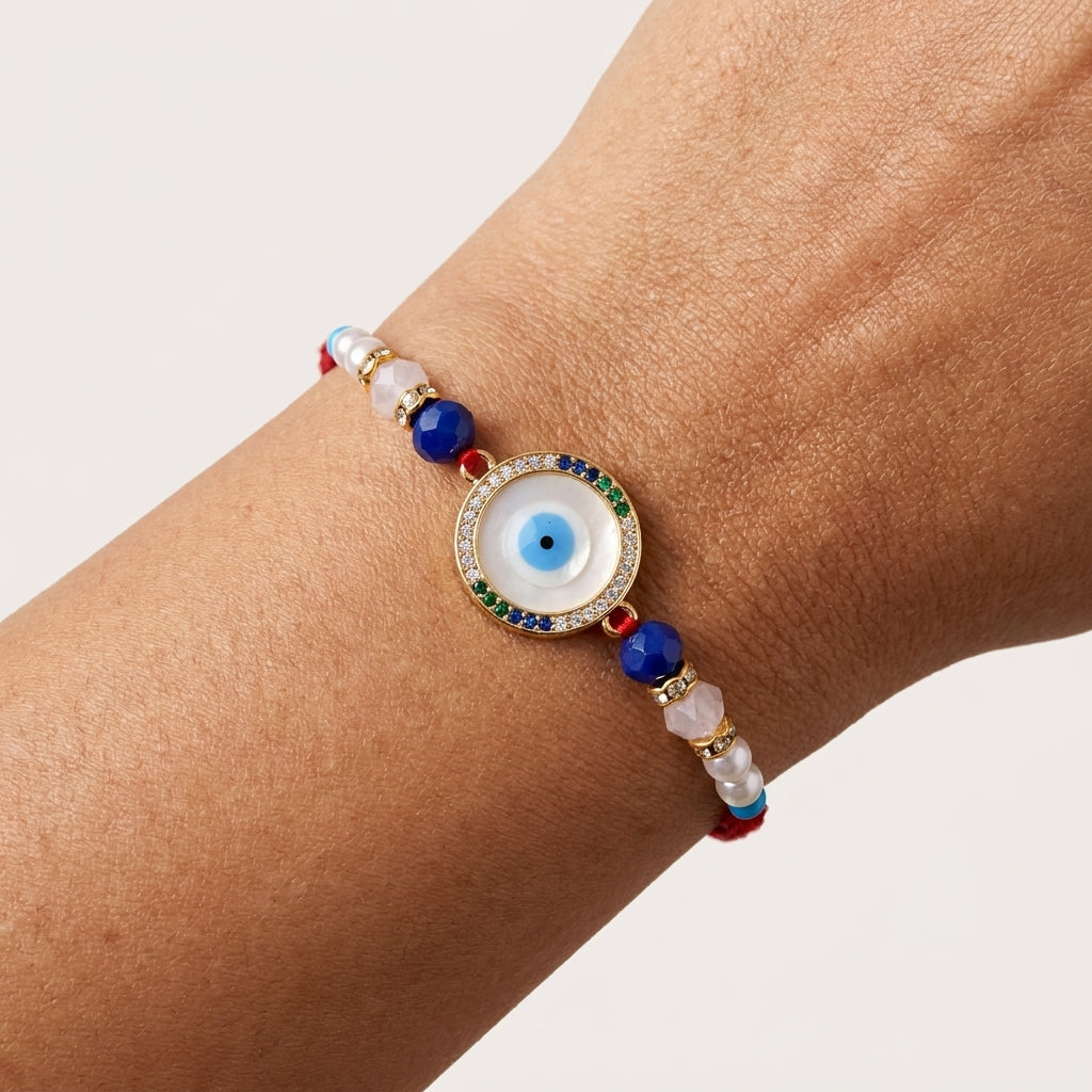 Blue Evil Eye (Nazar) Rakhi with Pearls