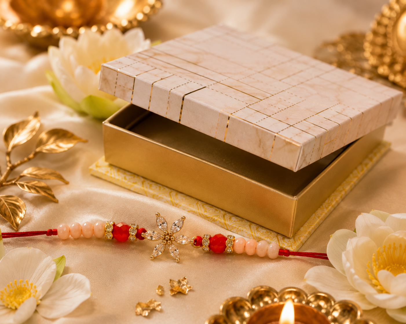 Sparkling American Diamond Floral Rakhi